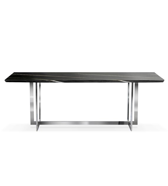 Stół MARBLE 180x90 czarny marmur / noga srebrna